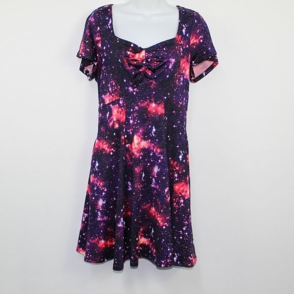 Hot Topic NWT glow in the dark fit & flare galaxy universe dress size medium - Picture 7 of 14